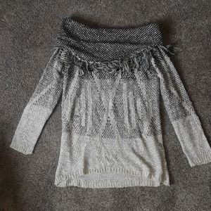 Artesia Sweater Fringe Wide Neck Off Shoulder